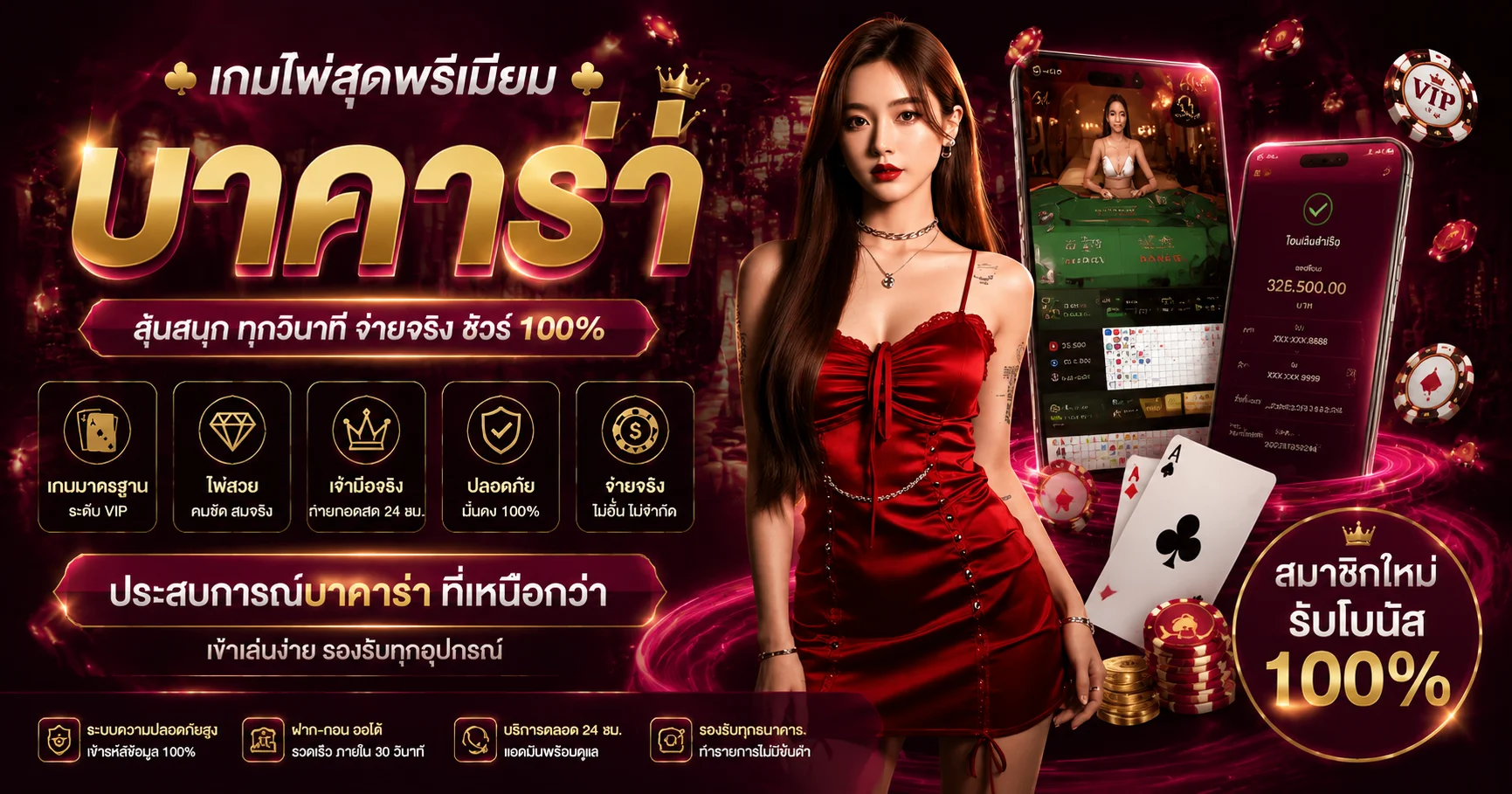 โต๊ะคาสิโนออนไลน์บาคาร่า รูเล็ต และเสือมังกรถ่ายทอดสด